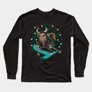 Krampus Skiing Christmas Long Sleeve T-Shirt